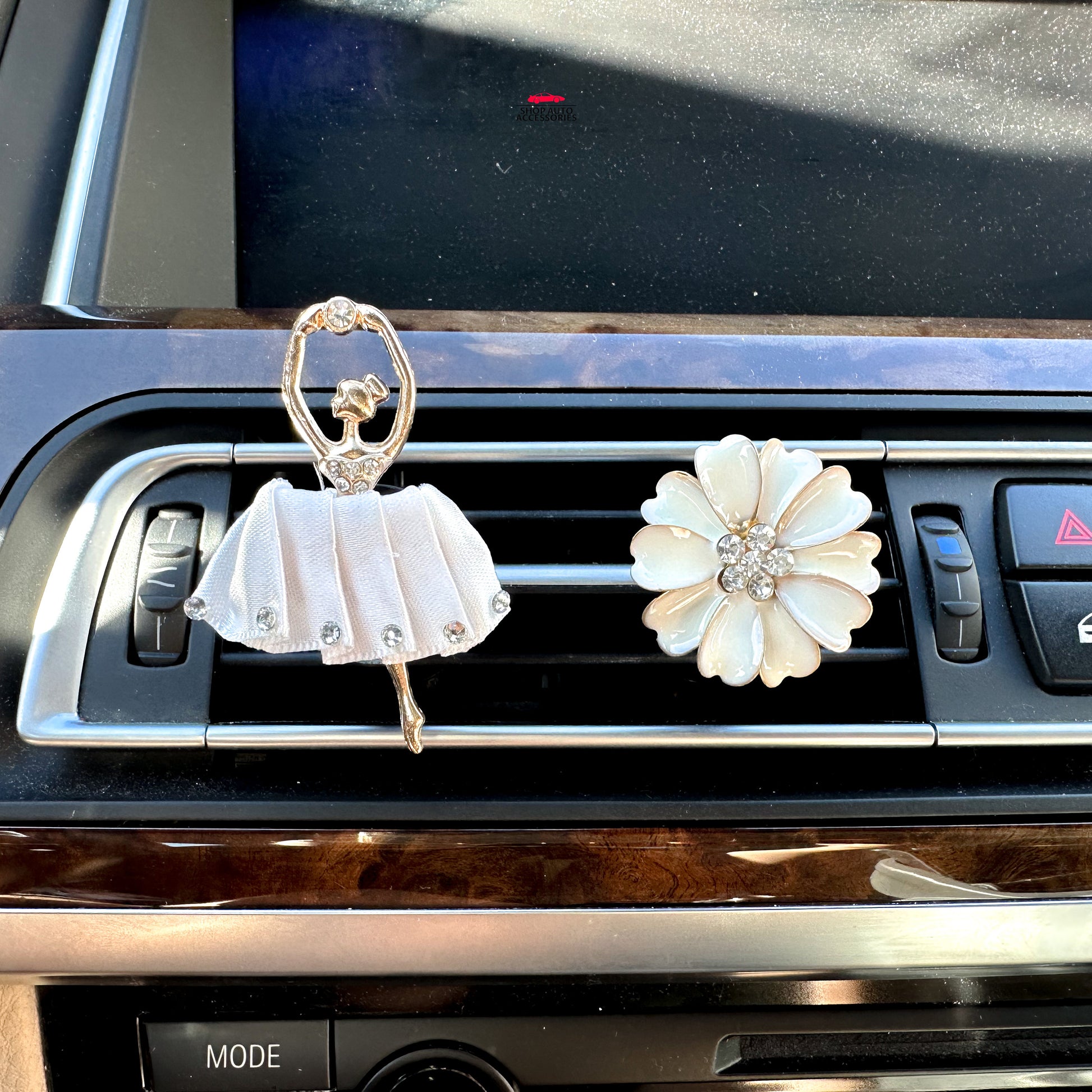 Set of 2 Cute Sparkly Rhinestone Crystal Ballerina Air Vent Clip | Air Freshener Clip | Cute Bling Car Accessory | New Car Gift