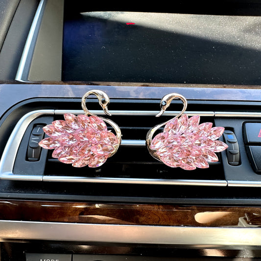 Set of 2 Elegant Crystal Swans Air Vent Clip | Air Freshener Clip | Bling Car Accessories | Cute Car Accessory | New Car Gift